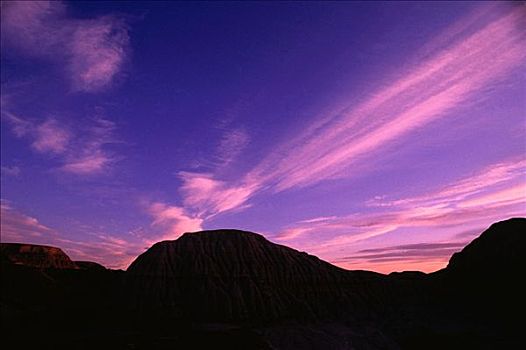 日落,恐龙省立公园,艾伯塔省,加拿大