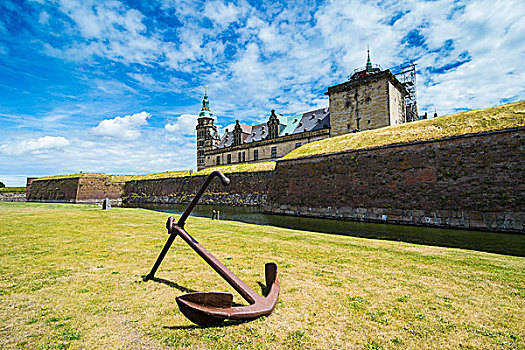 巨大,老,锚,世界遗产,文艺复兴,城堡,赫耳辛格,丹麦