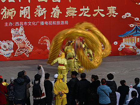 西昌市春节舞龙比赛