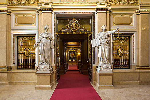 雕塑,正面,入口,房间,市政厅,汉堡市,德国
