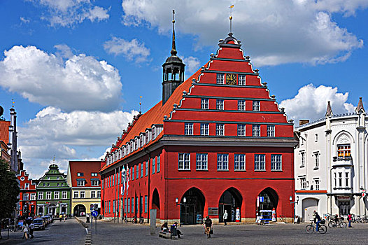 城镇,13世纪,古典,建筑,市场,梅克伦堡前波莫瑞州,德国,欧洲