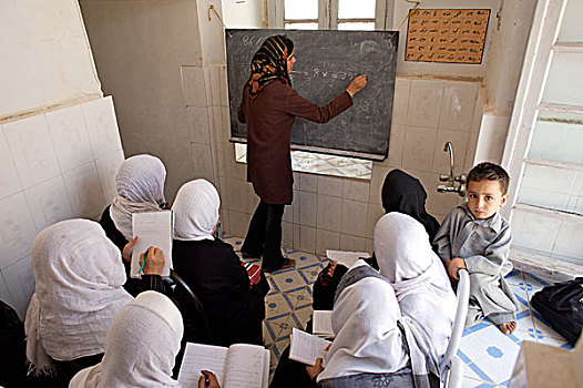 阿富汗,女人,学习,代数学,成年,学识,班级,拿,盥洗室,小学教育,附近,城市,赫拉特