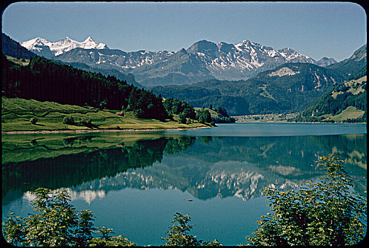反射,山,湖,奥伯瓦尔登,瑞士,自然,历史