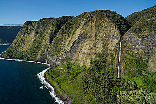 瀑布,北柯哈拉,海岸,夏威夷大岛,夏威夷