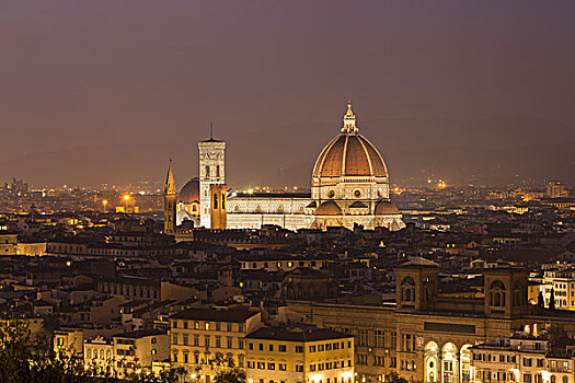 佛罗伦萨大教堂,夜晚,历史,中心,佛罗伦萨,托斯卡纳,意大利,欧洲