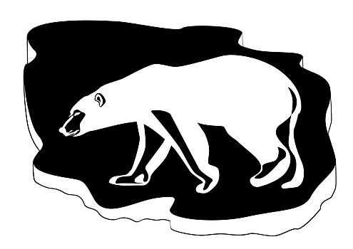 北极熊黑白装饰画图片