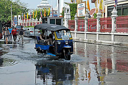 洪水,街道,重,雷暴,曼谷,泰国,亚洲