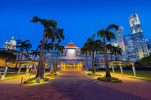 议会,房子,天际线,夜晚,中央区域,新加坡