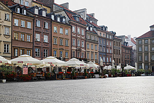 建筑,餐馆,内庭,老城,市场,广场,华沙,波兰