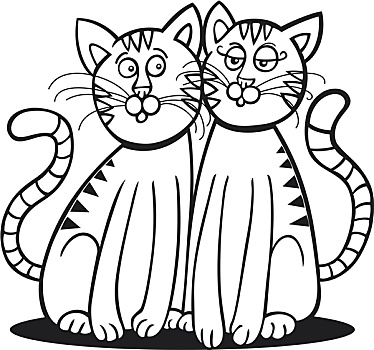 两个,猫,上色画册