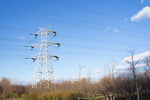 高压电,高压塔,电线,电塔,铁塔,蓝天,电压,能源,电源,电力,电缆,新能源,节能减排,碳中和