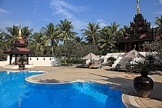 缅甸,曼德勒,山,度假酒店,游泳池