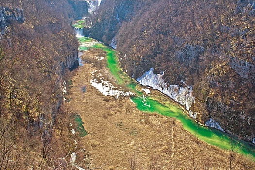 绿色,河,峡谷,航拍
