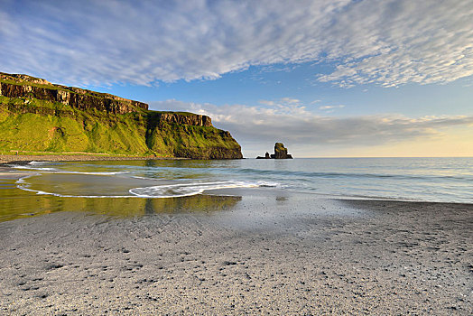 海洋,海滩,湾,悬崖,石头,斯凯岛,苏格兰,英国,欧洲
