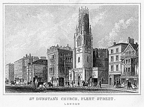 教堂,舰队街,伦敦,19世纪