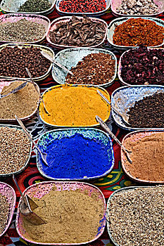 彩色,调味品,店,集市,路克索神庙,埃及