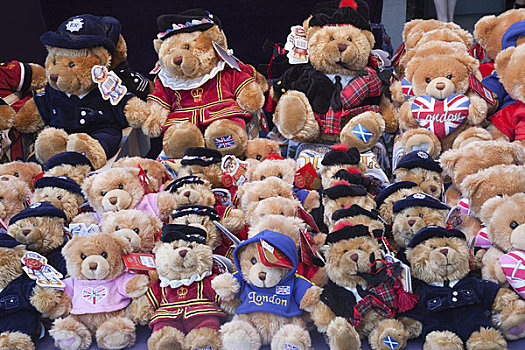 英国,英格兰,伦敦,考文特花园,纪念品,泰迪熊,展示