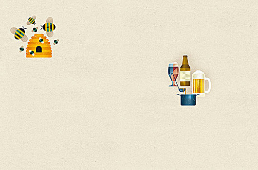 插画,主题,养蜂,啤酒,酿制