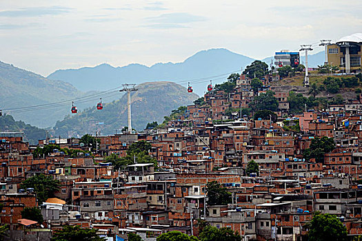 棚户区,缆车,几个,山,里约热内卢,巴西,南美