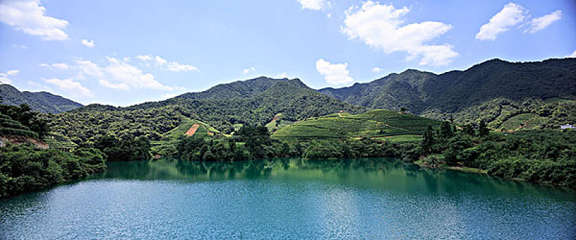 清晰,湖,围绕,山