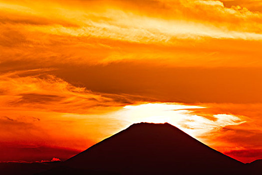 太阳,山,富士山
