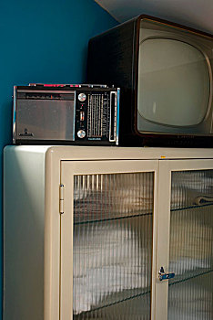 50年代风格,无线电,电视,展柜