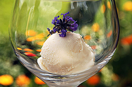 白色,球体,牛奶,冰淇淋,薰衣草,花,玻璃
