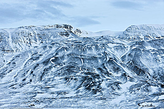 山,风景,湾,冬天,冰岛