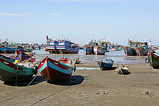 渔船,海滩,越南