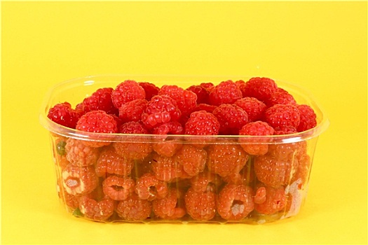 新鲜,树莓,塑料容器