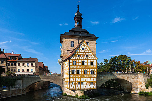 老市政厅,河,桥,班贝格,上弗兰科尼亚,巴伐利亚,德国,欧洲