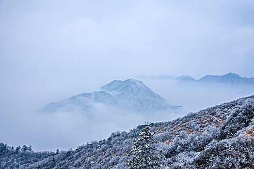 四川大邑县西岭雪山日月坪的群山原野