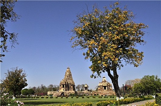 庙宇,左边,克久拉霍,中央邦,印度