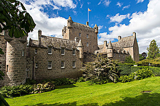 城堡,花园,苏格兰