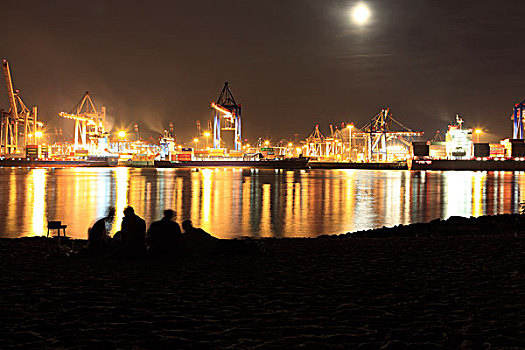 汉堡港,夜晚