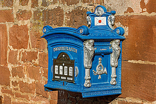 邮箱,仿制,1896年,砂岩,墙壁,老城,黑森州,德国,欧洲