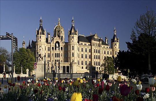 城堡,座椅,德国州议会,议会,梅克伦堡前波莫瑞州,修威林,德国,欧洲