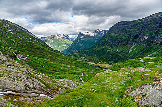 景色,夏天,山谷,挪威,乡村,旅行,概念