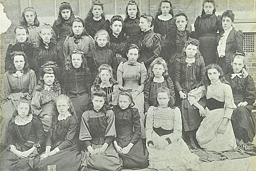 班级,照片,道路,女孩,学校,伦敦,1891年,艺术家,未知