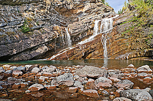 瀑布,瓦特顿湖国家公园,艾伯塔省