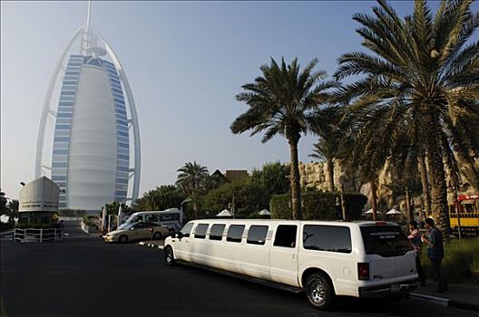 伸展,豪华轿车,帆船酒店,迪拜,阿联酋,中东