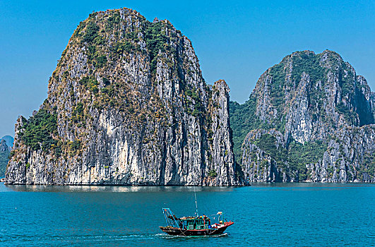 越南,下龙湾,小船,世界遗产