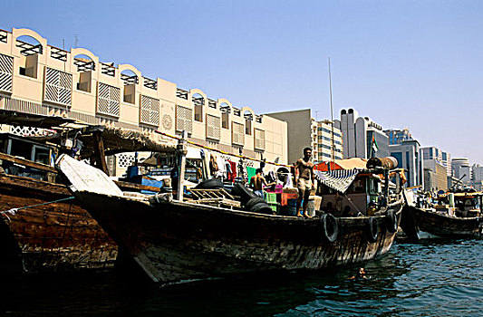 阿联酋,迪拜,溪流,船