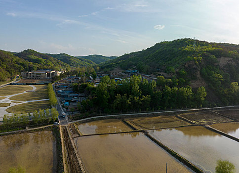 陕西省延安市南泥湾航拍图片