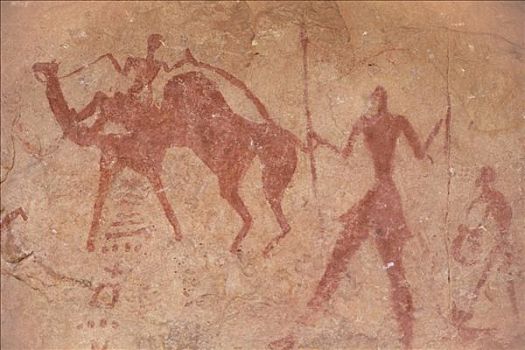 岩画,骆驼,猎捕,阿杰尔高原,原始艺术