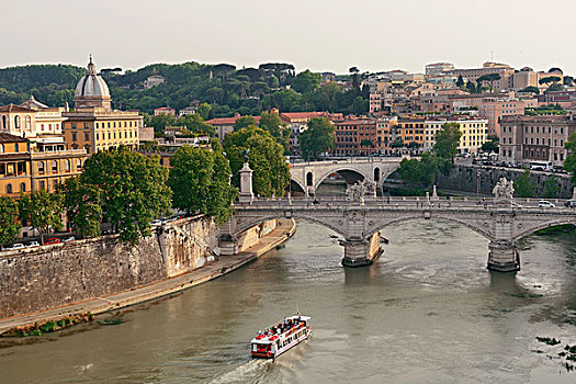 河,台伯河,旅游,船,罗马,意大利
