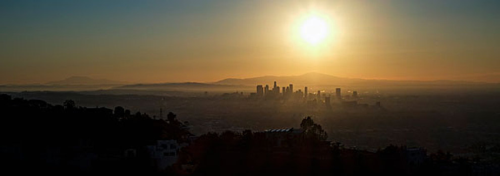 日落,洛杉矶市区,美国