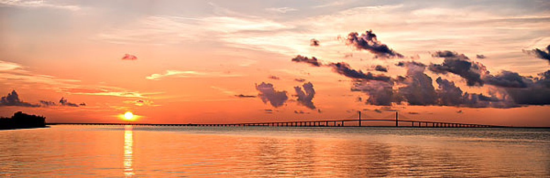 宁和,日出,场景,坦帕,湾,桥,佛罗里达,大幅,尺寸