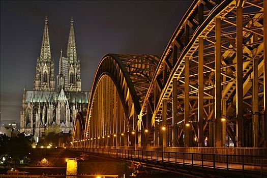 钢构造,霍恩佐伦大桥,大教堂,背景,科隆,北莱茵威斯特伐利亚,德国