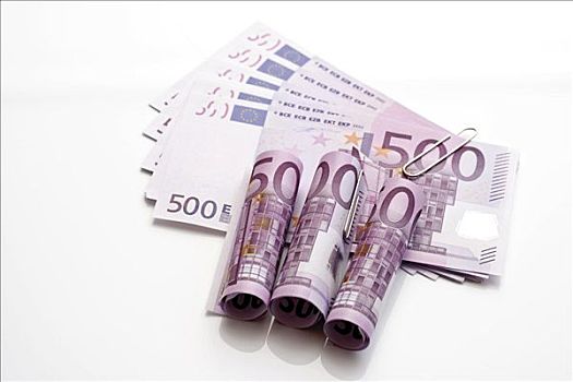 500欧元,货币,纸夹